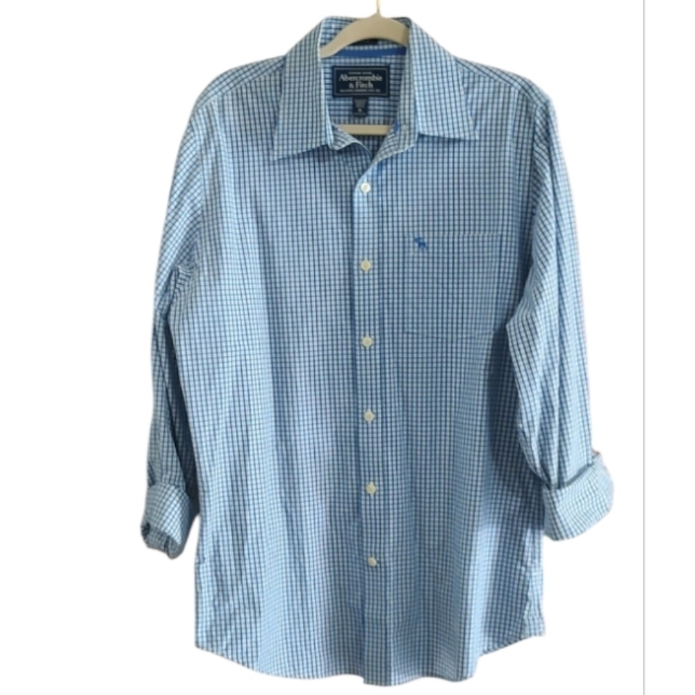 Abercrombie & Fitch Blue Checkered Casual Button Down Shirt Size XL